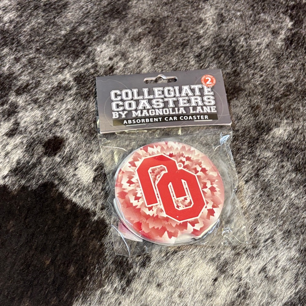 Magnolia Red Collegiate Absorbent Car Coasters Set